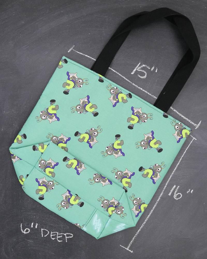 Worth Doing Library Style Tote Bag in Larry the Lightning Bug