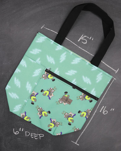 Worth Doing Library Style Tote Bag in Larry the Lightning Bug