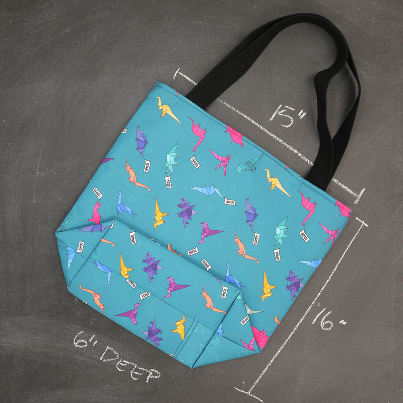 Worth Doing Tote Bag for Knitting and Crochet in Origami Dinos