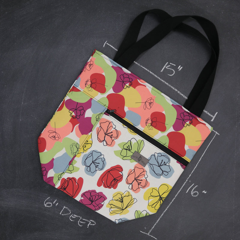 Worth Doing Tote Bag for Knitting and Crochet in Pencil Blooms