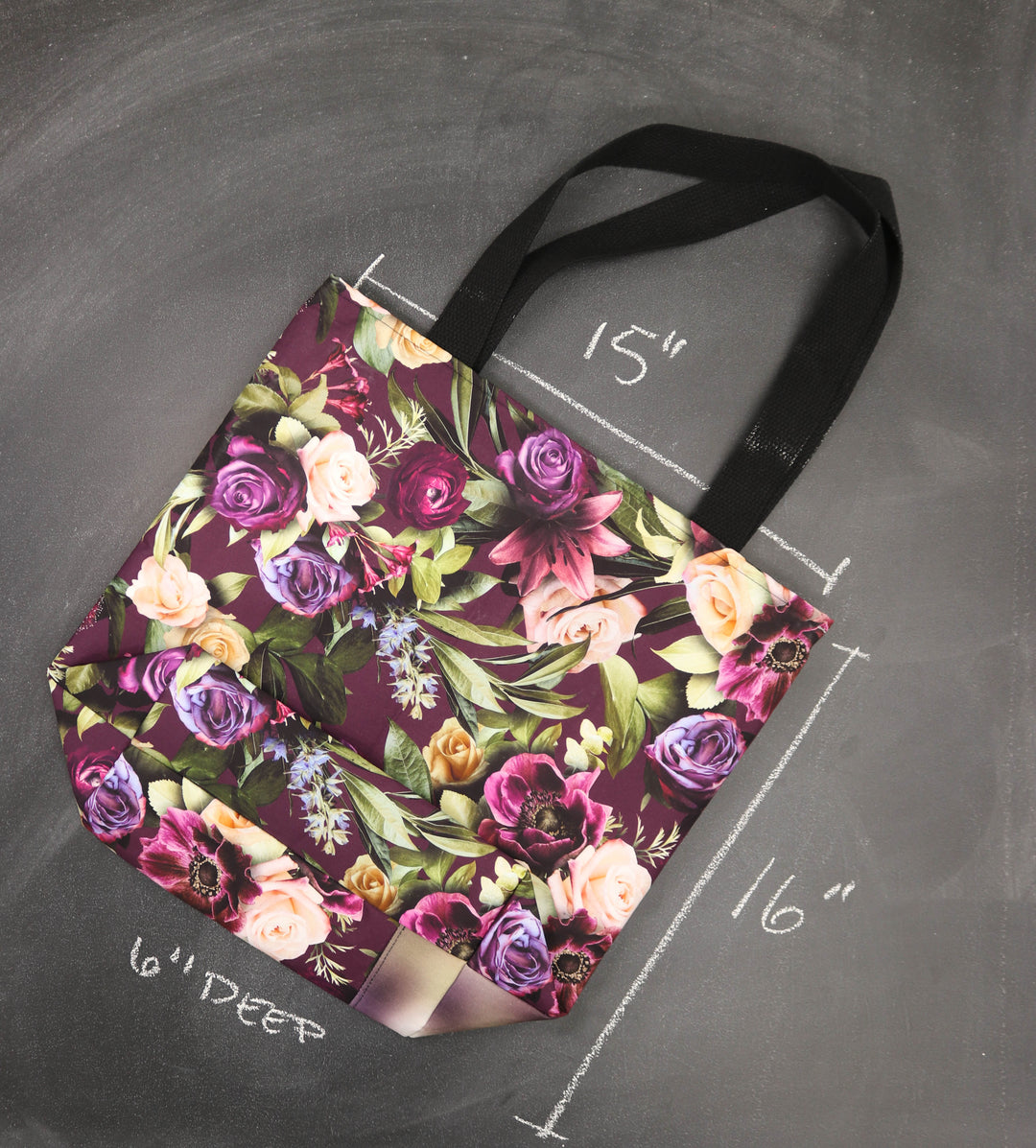 Worth Doing Library Style Tote Bag for Knitting and Crochet in Romance Floral