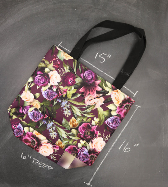 Worth Doing Library Style Tote Bag for Knitting and Crochet in Romance Floral