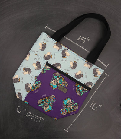 Worth Doing Library Style Tote in Demi "Sew Done." Larry "Well, S#!t." Combo