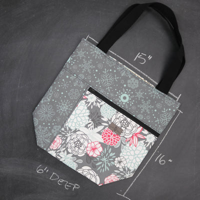 Worth Doing Tote Bag for Knitting and Crochet in Winter Floral