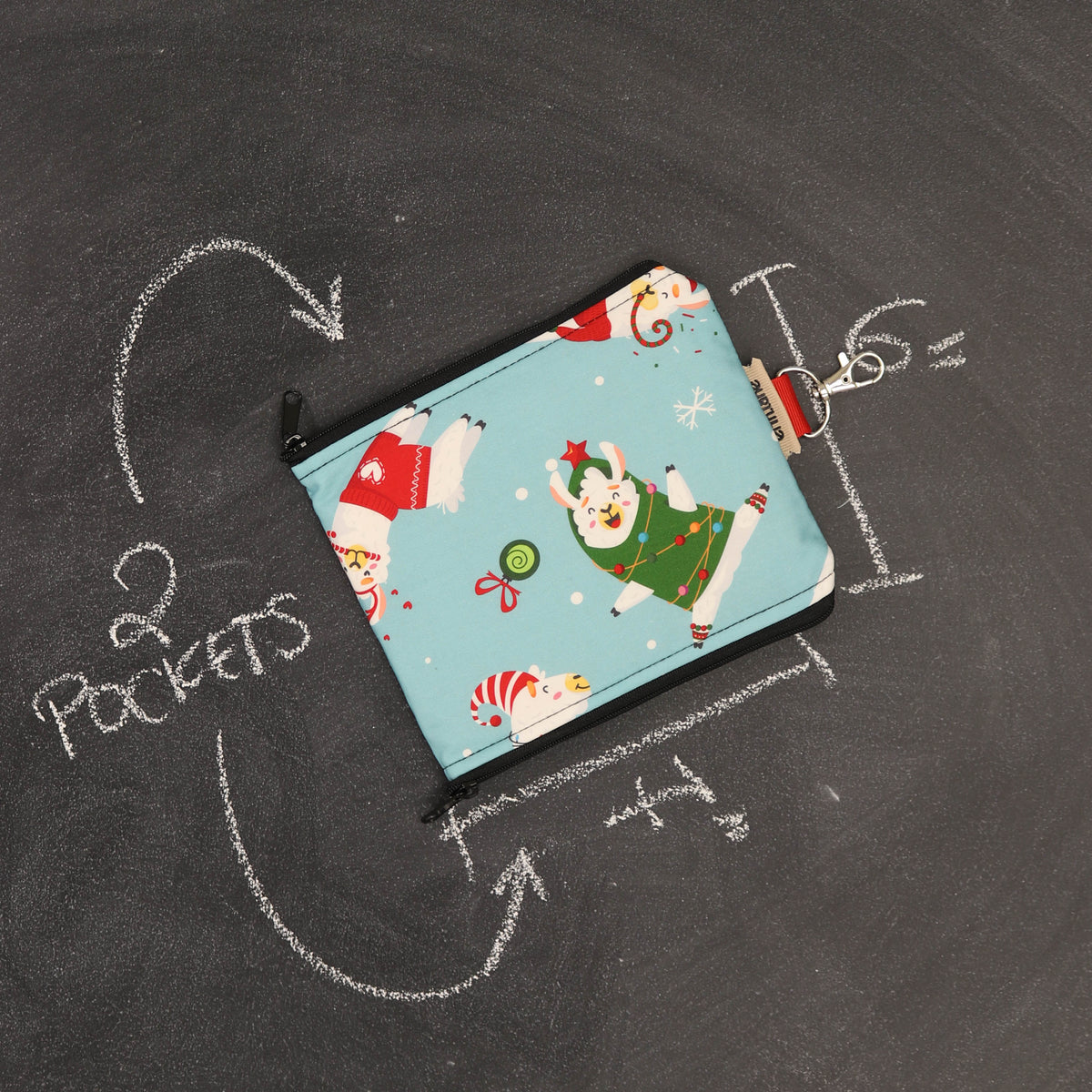 Zip and Clip Notions Organizer in Holiday Llamas